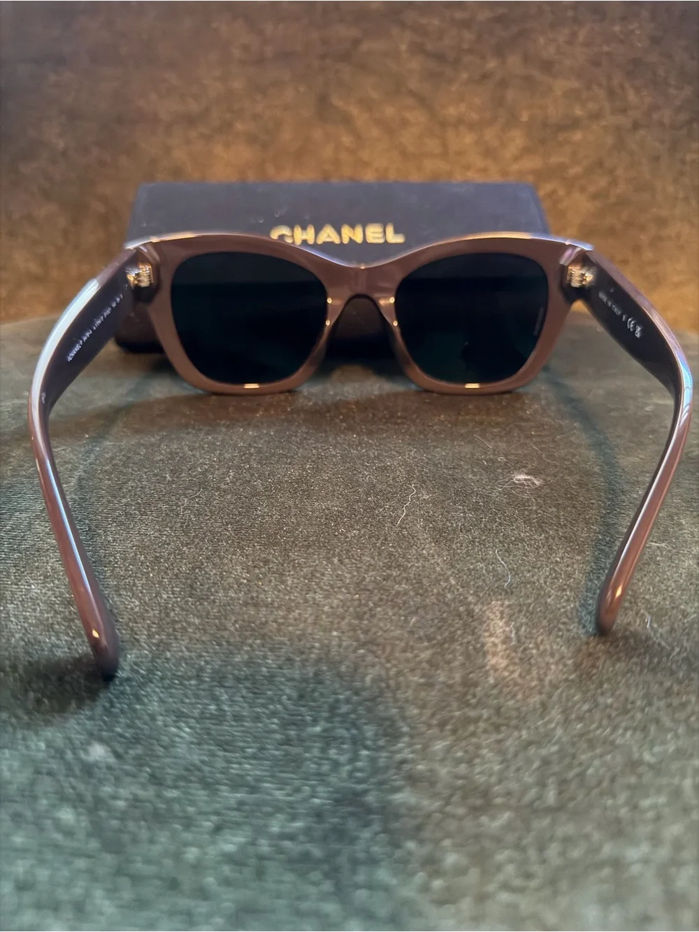CHANEL Brown Frame Sunglasses with Black Lenses